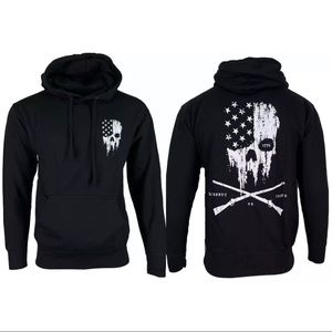 Howitzer Style Men's Hoodie LIBERTY FORGED Military Grunt Skull Black